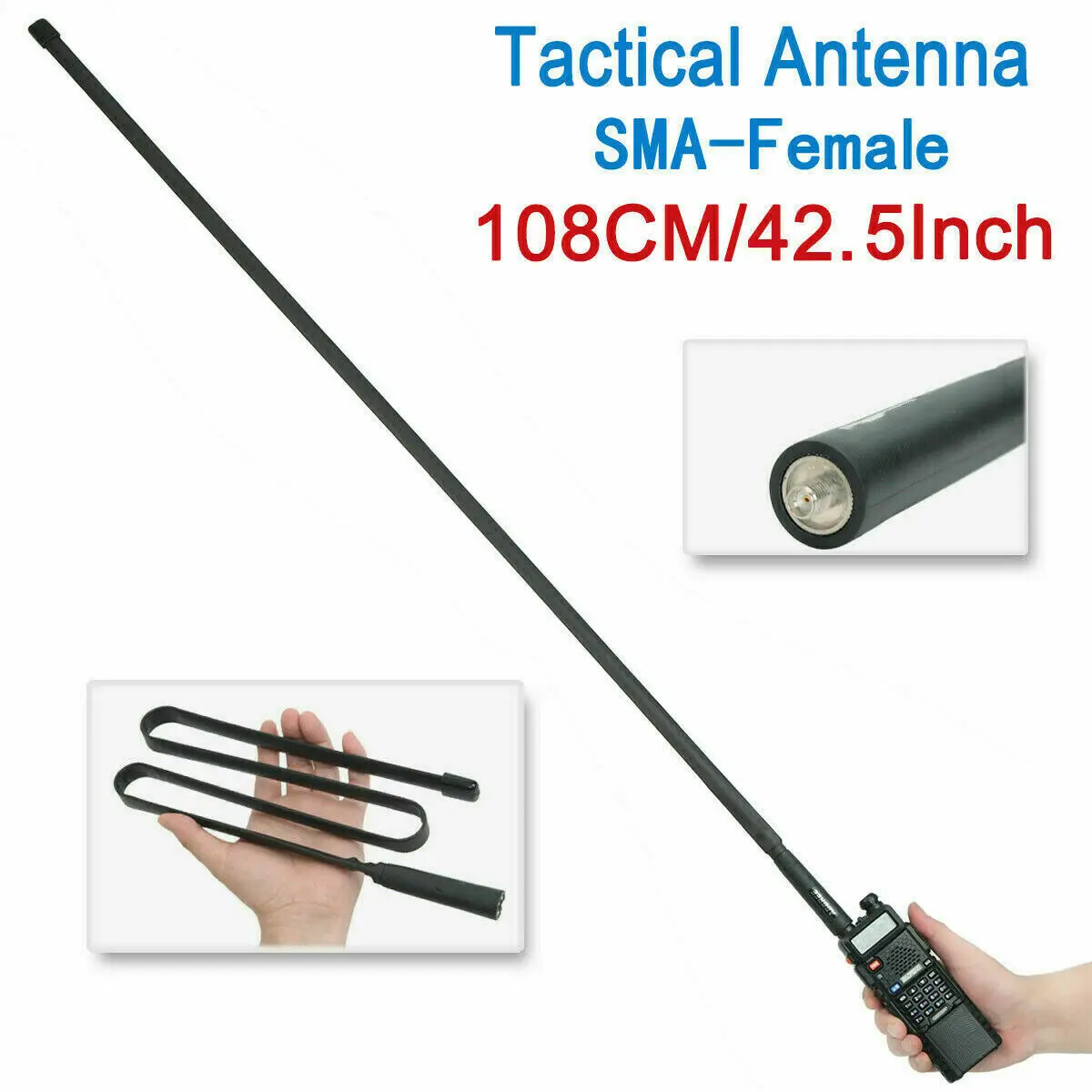 Antena táctica SMA hembra para Radio Baofeng, accesorio de 108cm/42,5 pulgadas, UV-5R, UV-82, BF-F8HP
