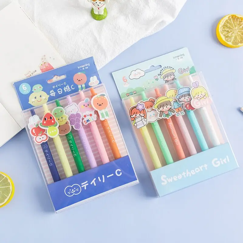 Sharkbang New Arrival 6PCS/Pack Cute Animal Fruit Series Gel Pen DIY Graffiti Drawing Pen Ball Pen Kids Gift School Stationery