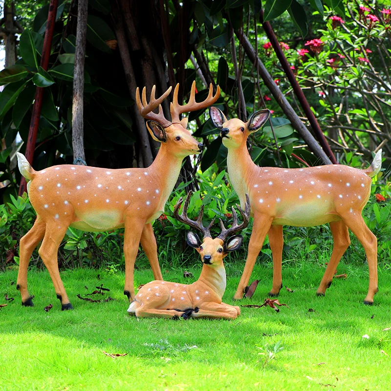 

Orchard Garden Statues Simulated Animal Sika Deer FRP Ornaments Yard Home Decor Customized Gardening Decoration Sculpture Outdoo