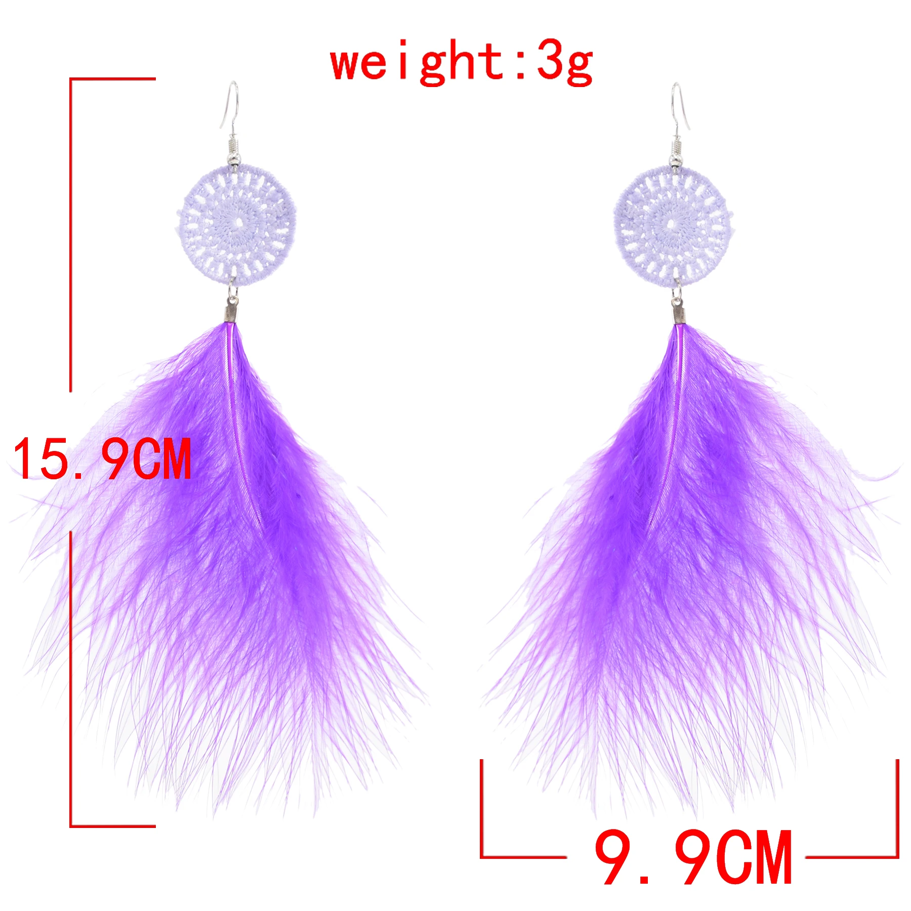 8 Colors Bohemian Feather Drop Earrings for Women White Red Purple Pink Feather Earrings Winter Holiday Party Jewelry Gift