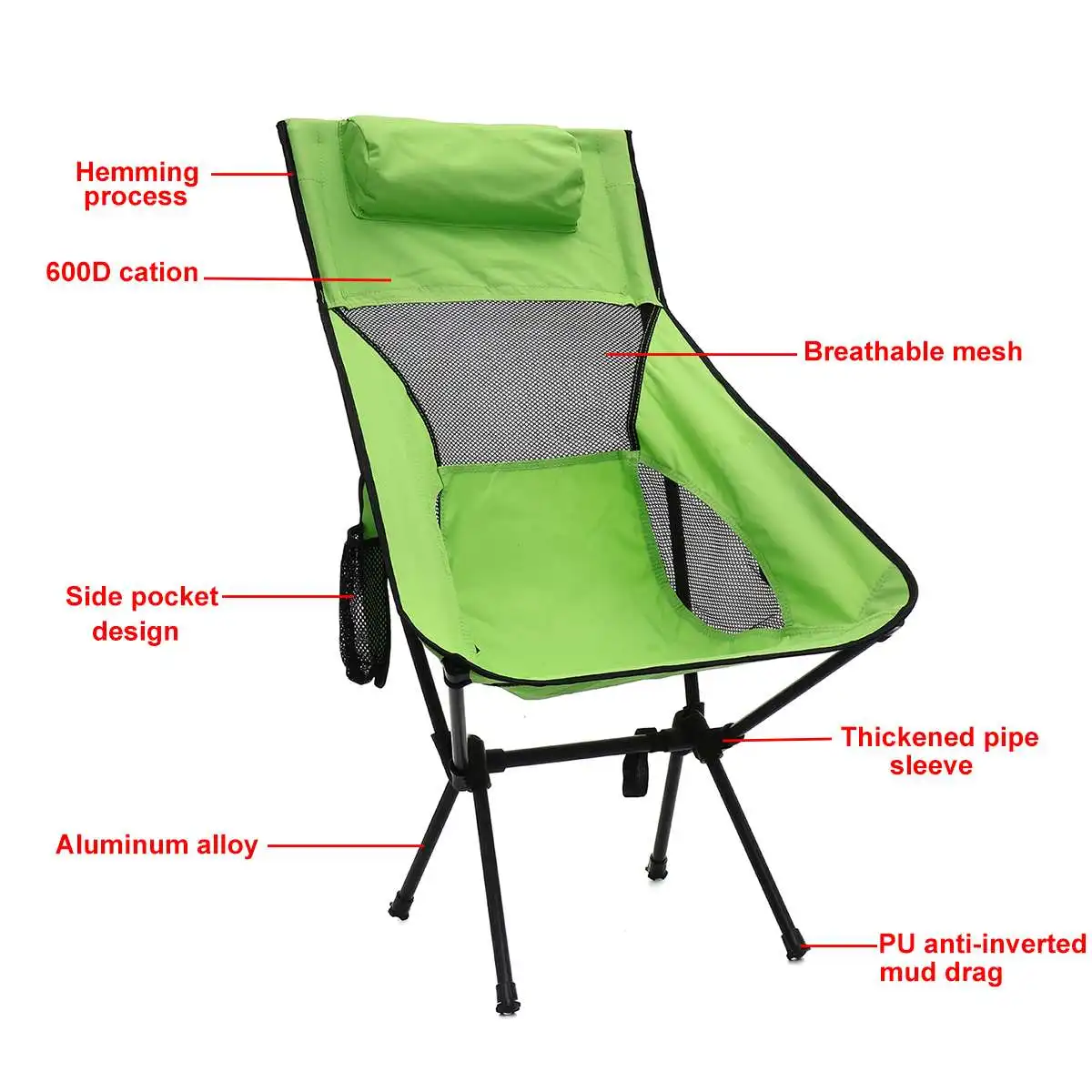 กระเป๋าเดินทาง Ultralight พับเก้าอี้ Superhard 120กก.โหลดเก้าอี้กลางแจ้งแบบพกพาชายหาดเดินป่าปิกนิกที่นั...