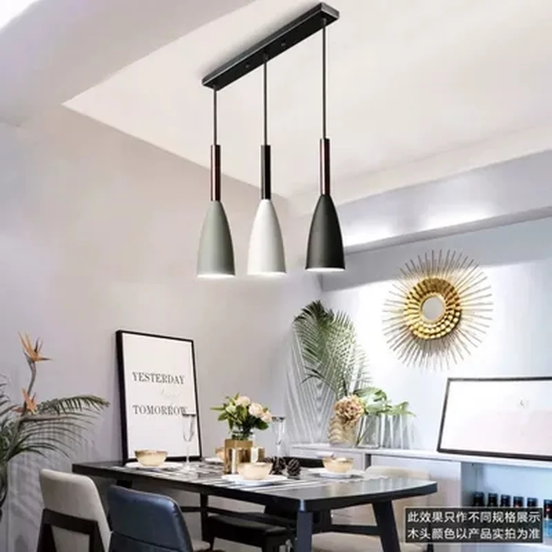 Modern LED Pendant Lights For Dining Triple Hanging Lamp E27 Metal Suspension Lighting Black Hanglamp Kitchen Luminaria image 4