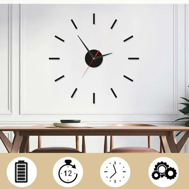 

1Pc Wall Clock Mirror Stickers Quartz Needle Europe horloge Acrylic European style simple mute Home living room bedroom schedule