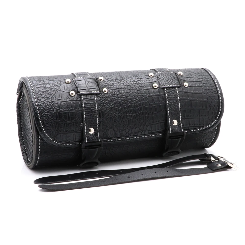 

Universal Motorcycle Tool Bag Front Fork Handlebar Plastic Buckle Saddlebag Roll Barrel Racing Tail Barrel Storage Black