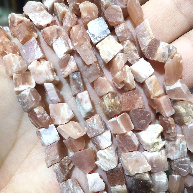 Natural Sunstone Rough Stone Beads Loose Irregular Gravel Gem Spacer Beads For Jewelry Making DIY Bracelet Handmade Accessories