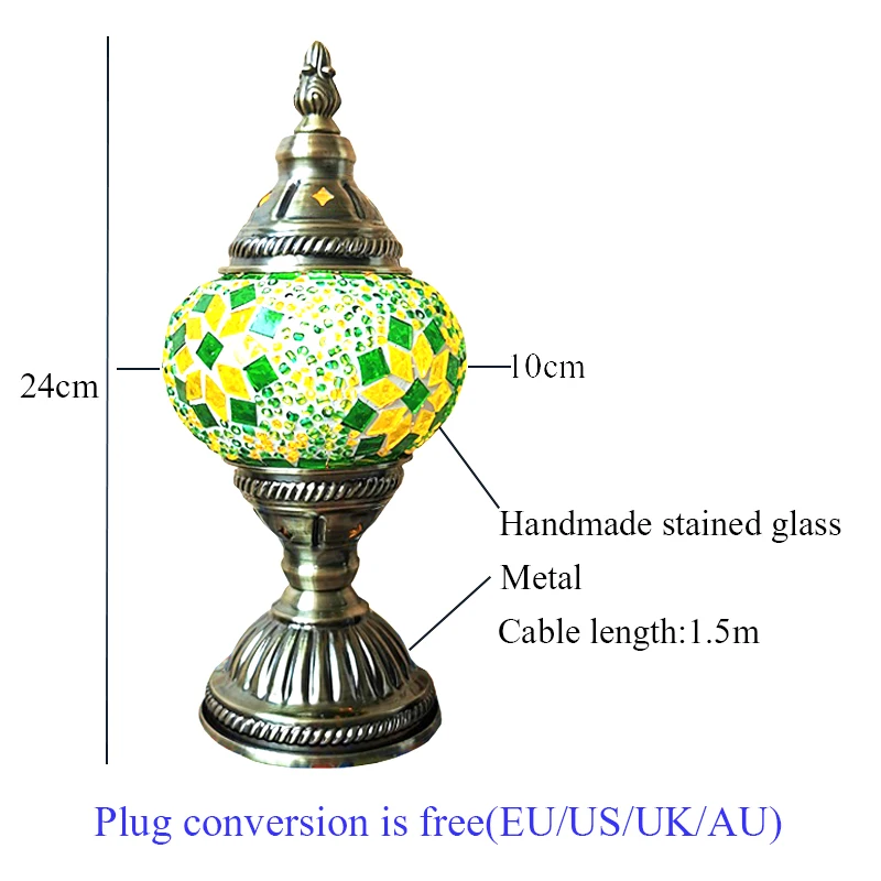 Handmade Table Lamp Turkish Stained Glass lampshade Art Vintage Romantic mosaicDesktop Decorative Lights Nightstand Night light