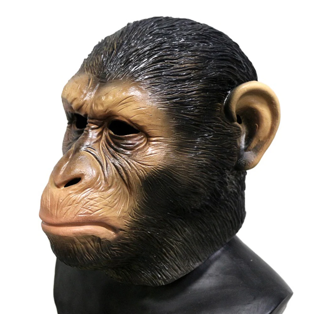 Chimp Mask Latex Monkey Animal Mask Gorilla Ape Head Mask Halloween Party Costume Adult