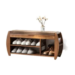 Bamboo Shoe Bench Rack W Removable Cushion Hidden Storage Compartment Side Drawer Entryway Shoe Storage Organizer Shoe Cabinet