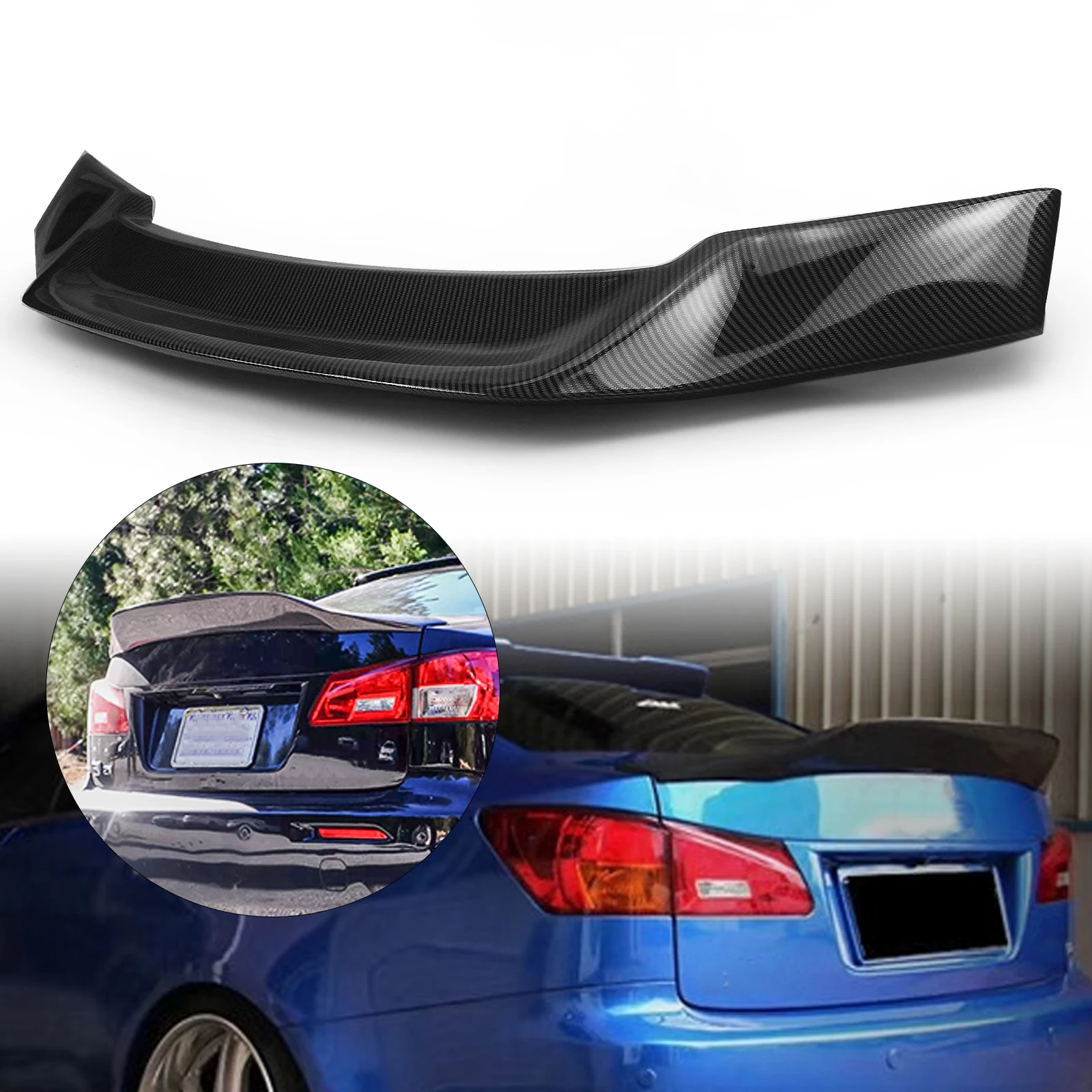 Rear Trunk Lid Spoiler Wing For Lexus IS250 IS300 IS350 IS F 2006-2013 Sedan 4 Door Carbon Fiber Look/Gloss Black Splitter Lip