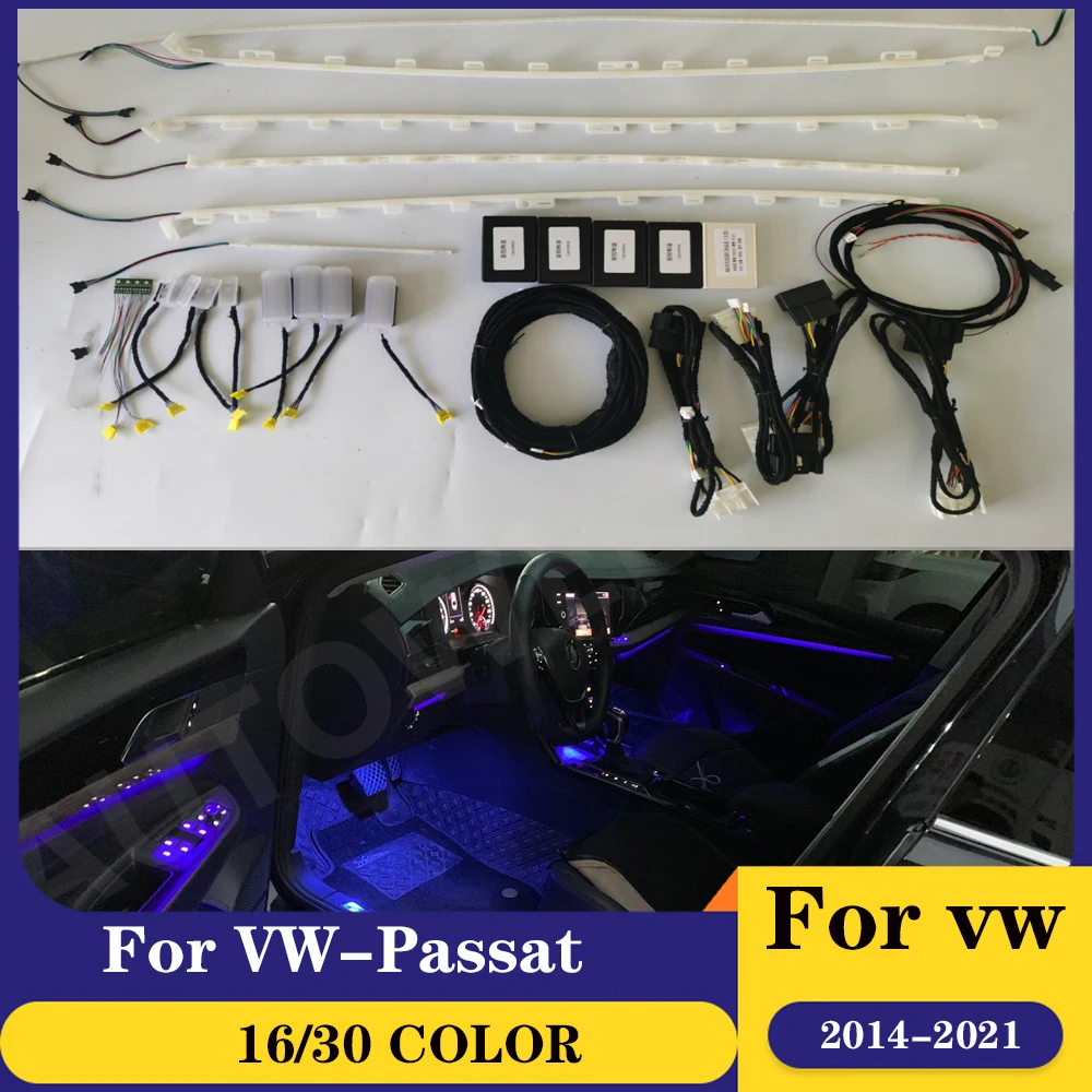 For VW-Passat B8 2014-2021 ambient light upgrade whole car light Door LED source  Mul-ti color breathing mode Neon Atmosphere