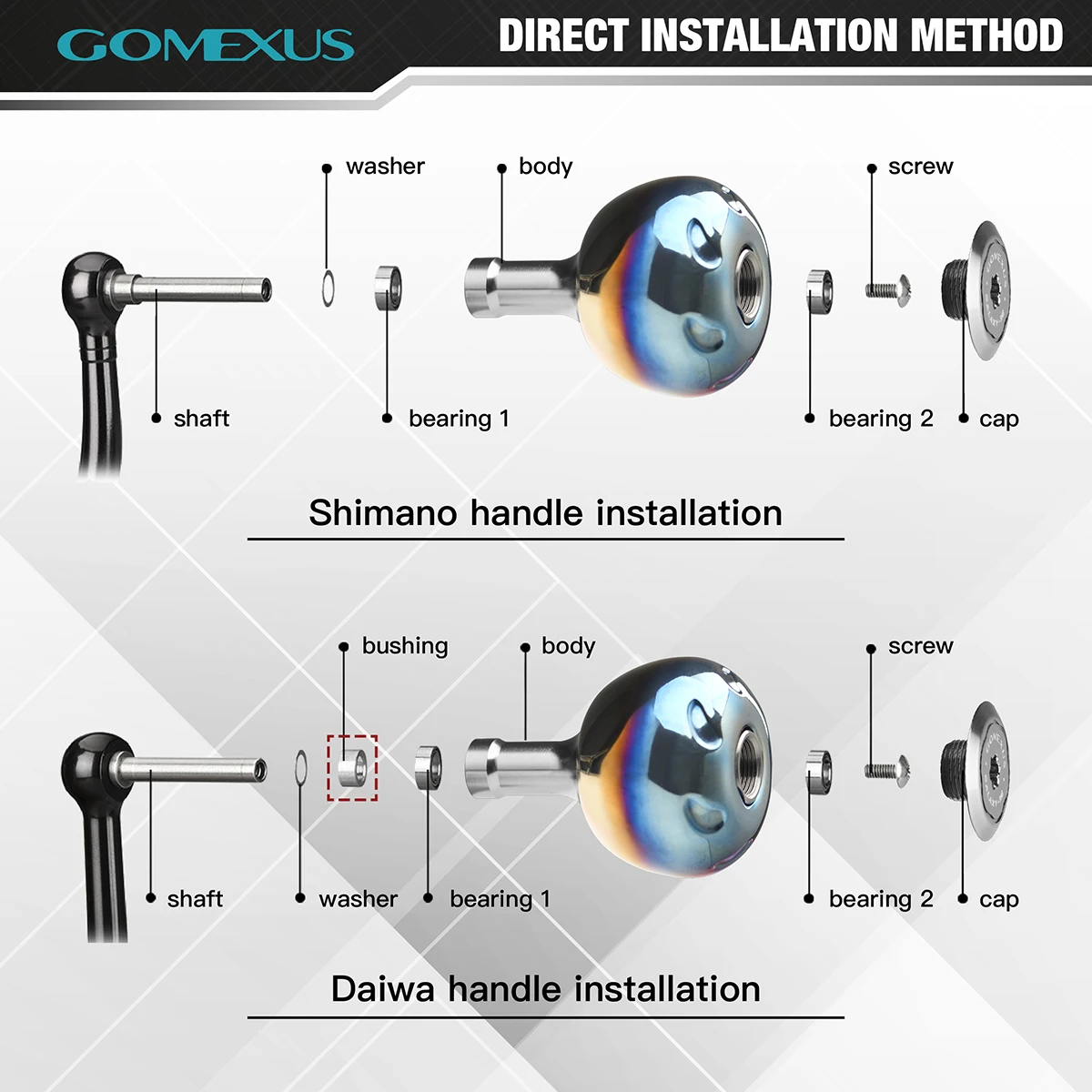 Gomexus dla Shimano Stella Vanquish Daiwa Exist Saltist 1000 - 4000 Spinning Power Reel Handle Knob Titanium 38mm TA38