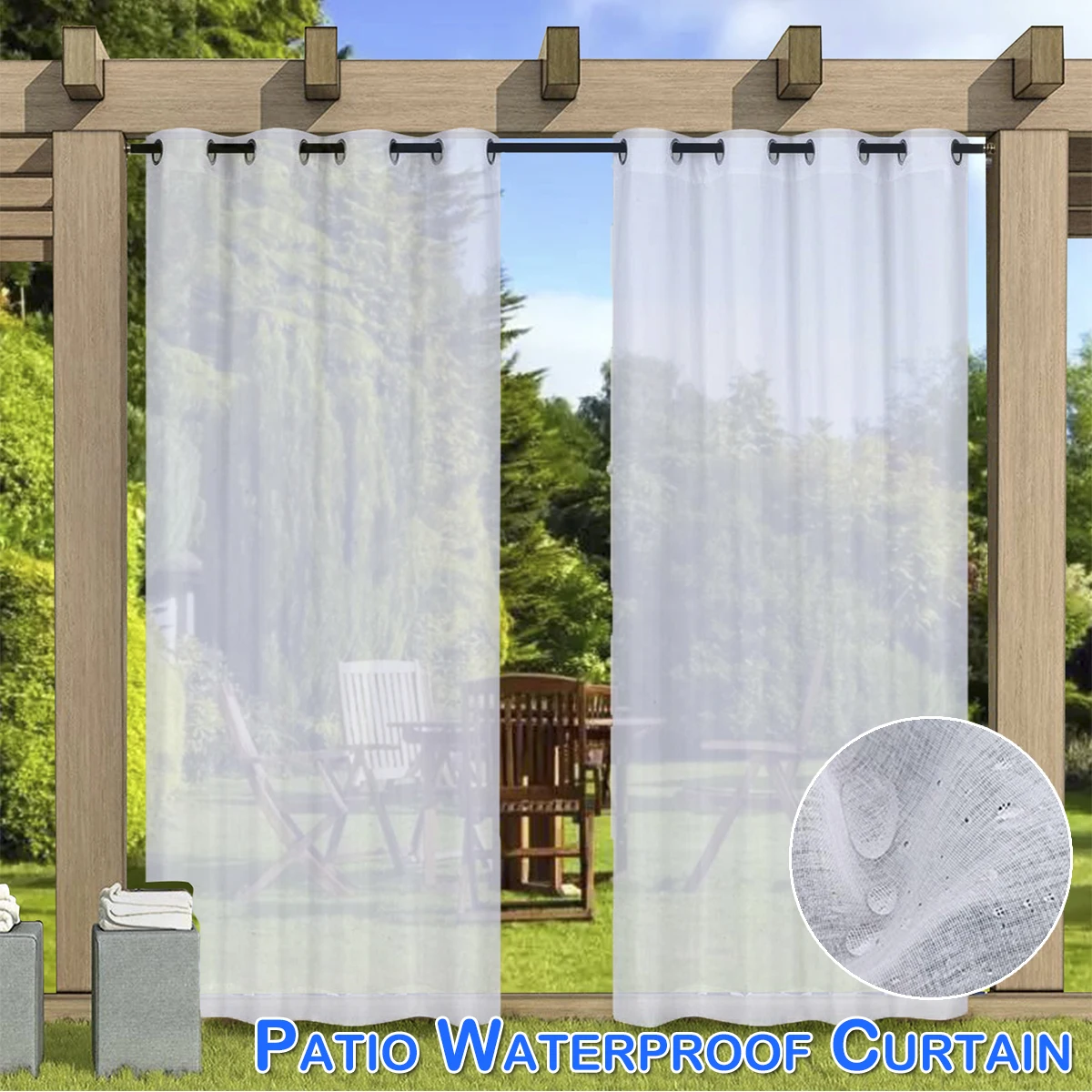 

Outdoor Curtain For Patio Waterproof Breathable Lawn Sheer Curtains Garden White Grommet Window Curtains Exterior Pergola Decor