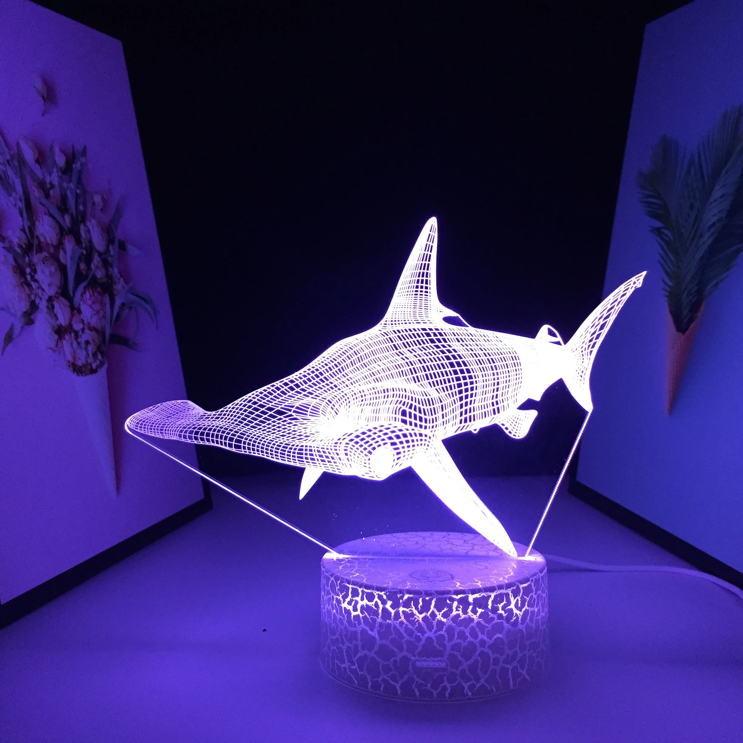 Shark LED Night Light Home Table  Decor for Children's Festival Birthday Gifts 7 Color Changes With Remote Control Neon 3D Lamp