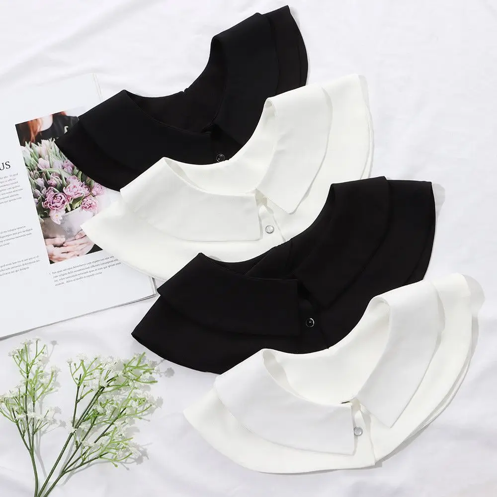 1PC Fashion Women Cotton Fake Collar Sweet Floral Lace Shawl Lapel Blouse Top Detachable Shirt False Tie Clothes Accessories
