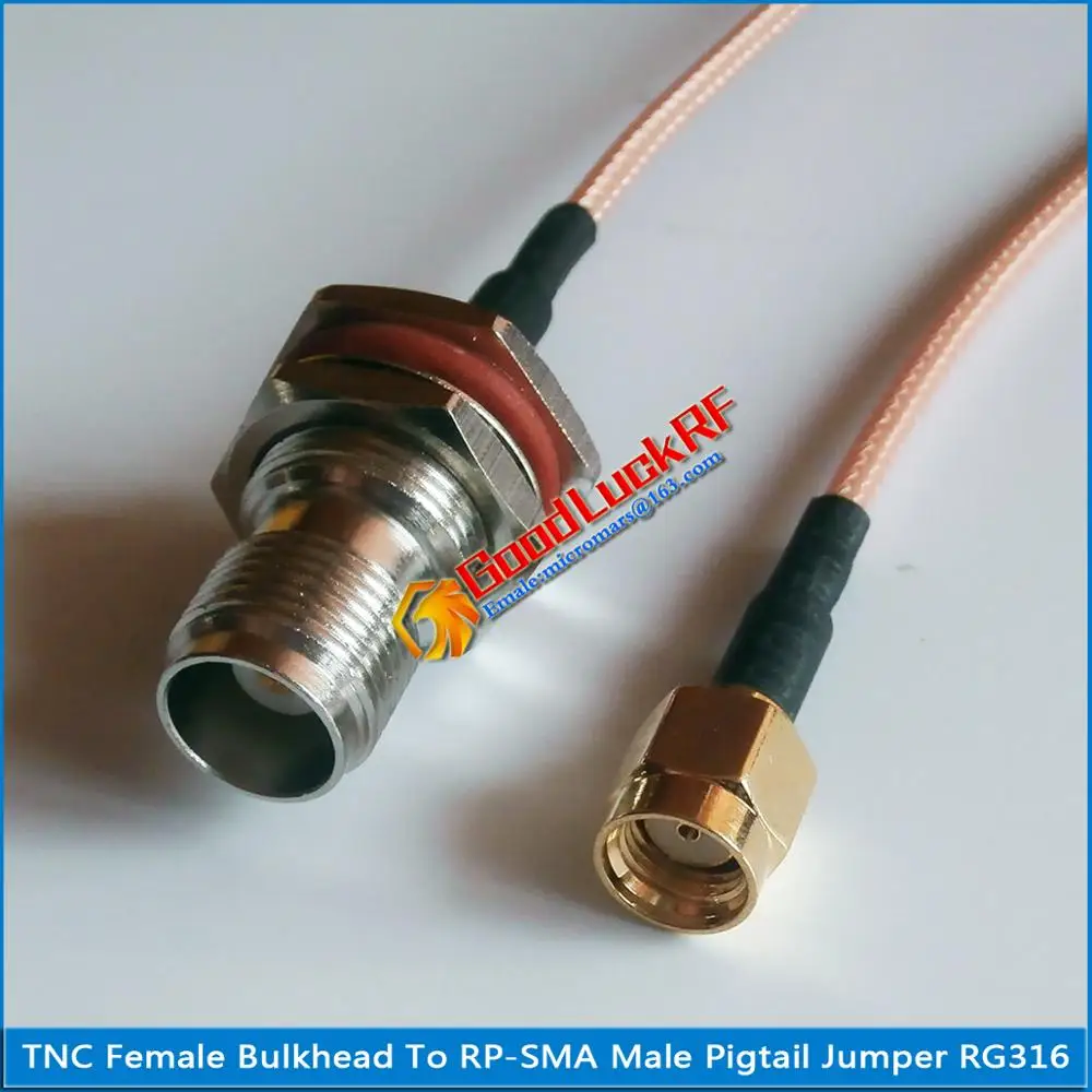 

TNC Female O-ring Waterproof Bulkhead Mount Nut To RP-SMA RPSMA Male Plug RF Connector RG316 50ohm Pigtail Jumper Cable Low Loss