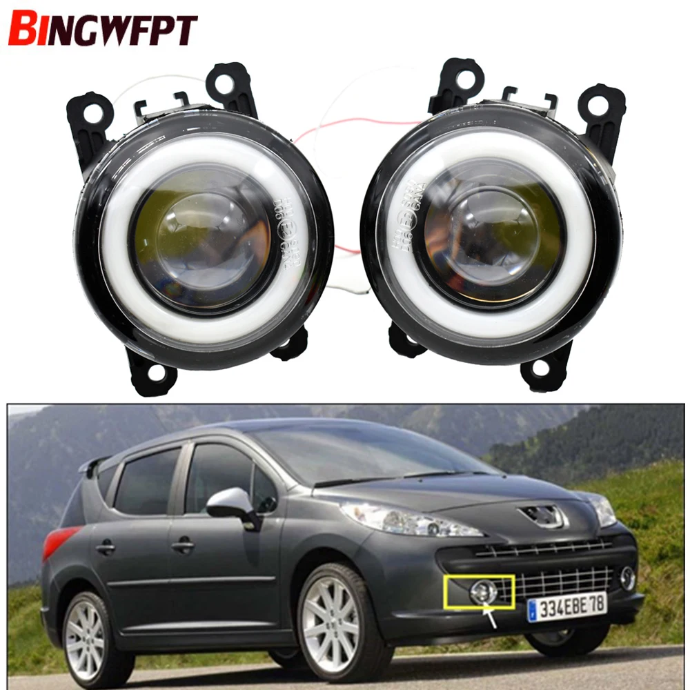 2pcs/pair (Left+Right) Angel Eye car-styling Fog Lamps LED Lights For Peugeot 207 SW Estate WK_ 2007-2009 2010 2011 2012