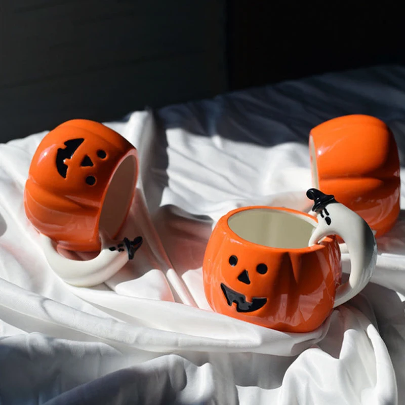 

Wansheng Festival Ceramic Cup European And American Style Ceramic Pumpkin Cup Cartoon Ghost Water Cup Mug Halloween Gift