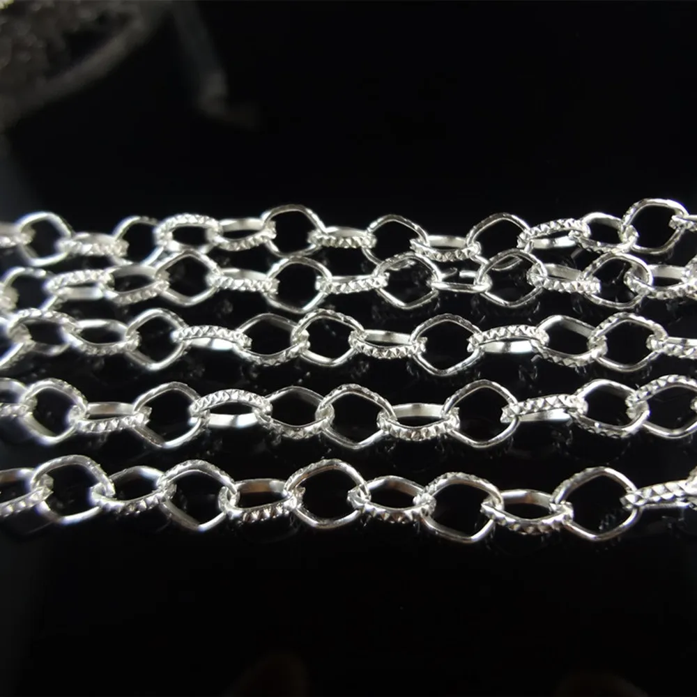 Silver plated ellipse Chain Finding 5 meter/197