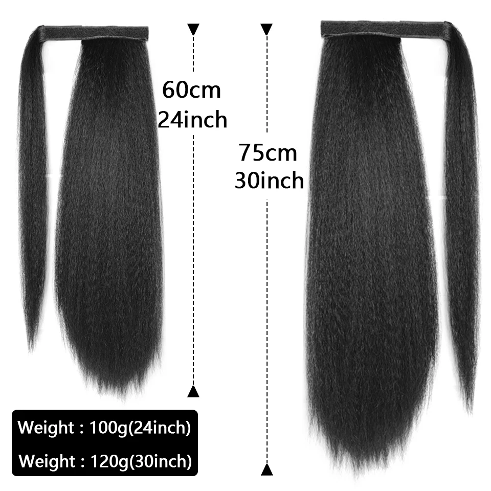 MyDiva 30Inches Long Straight Afro Synthetic Ponytail Hair Kinky Natural Hair Straight Drawstring With Clip Elastic Band Pony