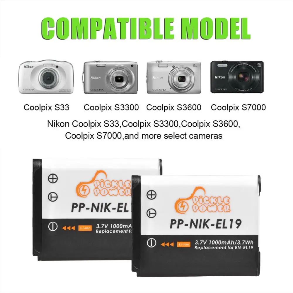 EN-EL19 EN EL19 NP-BJ1 Bateria do Nikon Coolpix S2600 S2700 S3100 S3500 S4100 S4150 S4400 S5200 S6400LED Ładowarka USB