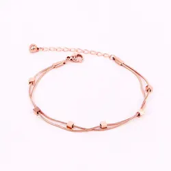 New Design Double Snake Bone Chain 6 Cube Anklets Stainless Steel Gold Color Anklet For Women And Girls Gift Jewelry Wholesale