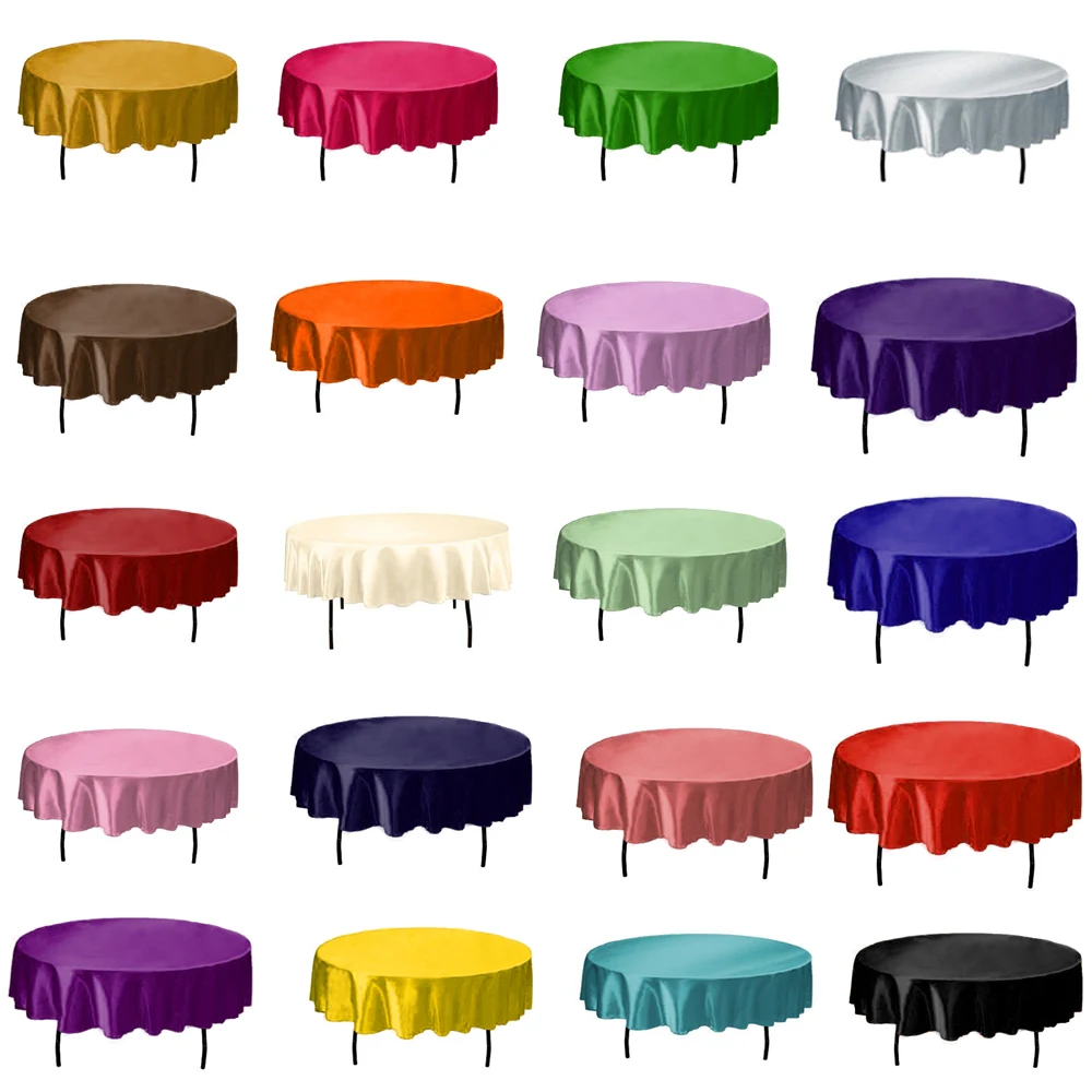 Round 145cm(57inch) Satin Tablecloth Solid Color Table Covers For Wedding Birthday Christmas Party Round Table Cloth Home Decor