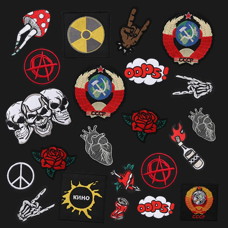 Cool Rock Hippie Metal Band Embroidery Patches Iron on Stalker Patches for Clothes Punk Skull Patch on Clothes Accessory Decor