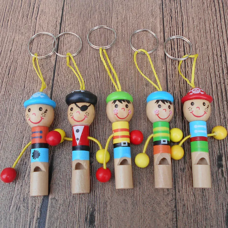 Kids educational Mini pirate whistle 10PCS Small toys wholesale wooden toys Cute pirate cartoon whistle Whistling Children gift