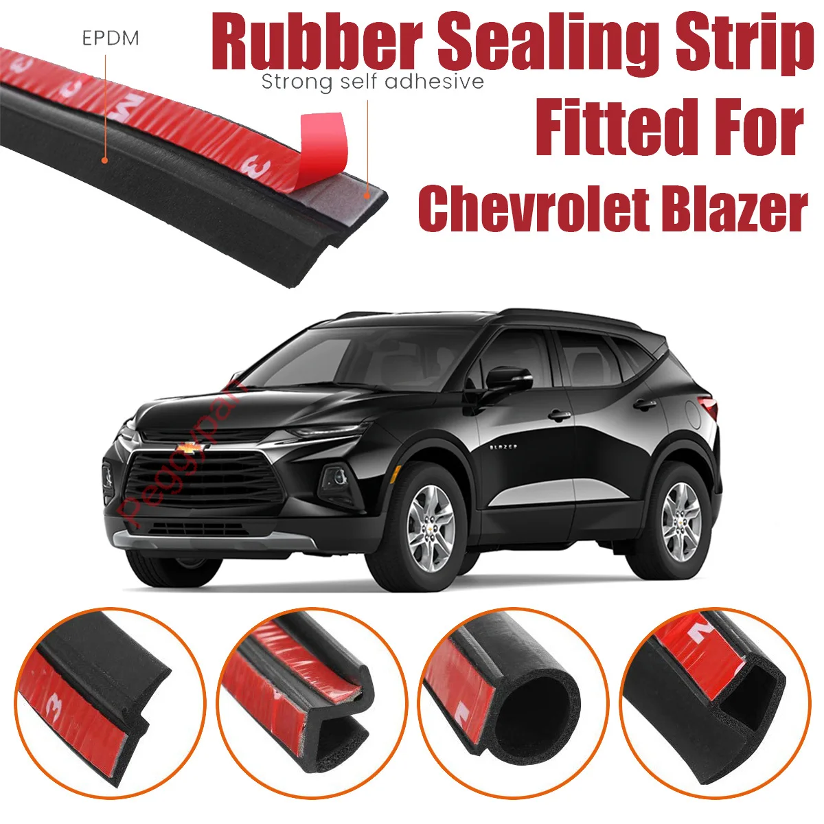 

Door Seal Strip Kit Self Adhesive Window Engine Cover Soundproof Rubber Weather Draft Wind Noise Reduction For Chevrolet Blazer