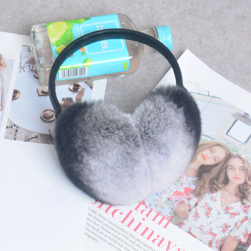 Natural 100% Rex Rabbit Fur Earmuffs Women Fashion Men Warm Russia Winter Real Fur Earmuffs Children Ear Cover For Earlap Girl