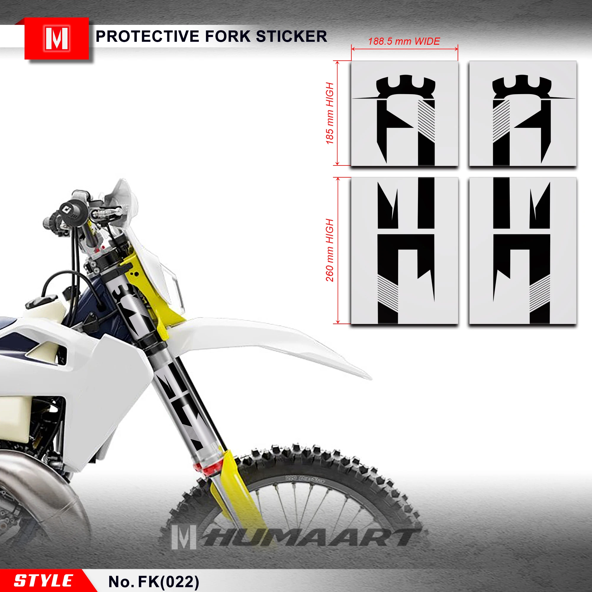 HUMAART Motorbike Front Fork Vinyl Sticker Kit Suspension Decal for Husq TE FE FC TC MX Enduro Grey Black Super Thick