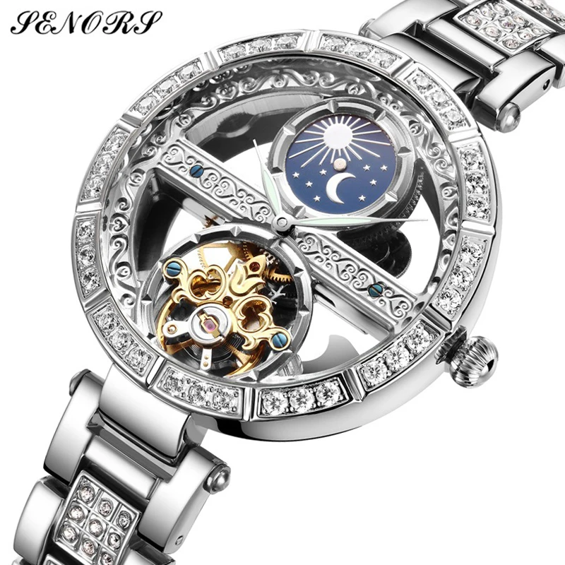 Fully Hollow Women Automatic Mechanical Watches Diamond Ladies Wristwatch Relogio feminino relojes de mujer Reloj mujer