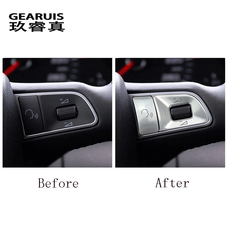 Car styling For Audi Q7 4L 2006-2011 steering wheel switch Repair button Trim Frame Cover sticker Trim Auto Interior Accessories