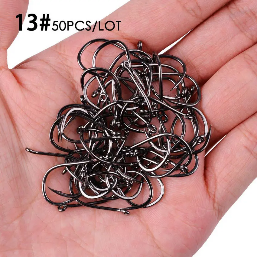 50 Stück / 20 Stück / Box Kreisförmiger Karpfen-Angelhaken mit Öhrchen Größe 2-22 # Ring Eye Japan Angelhaken Einzel-Jig Angelhaken Tackle – Detail 5