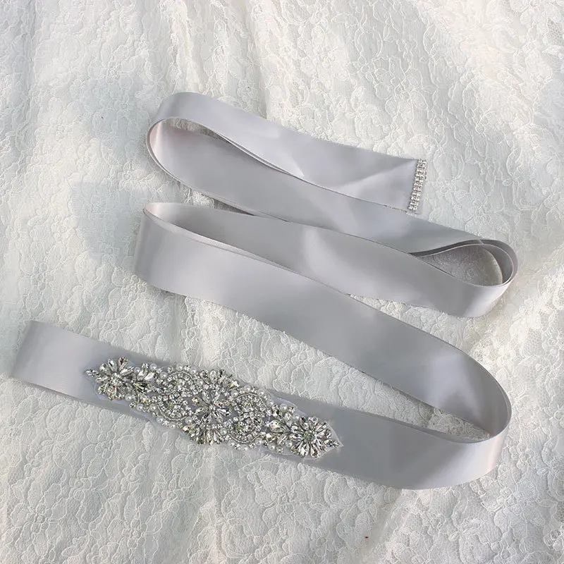 Cinturón de boda de lujo con cuentas de diamantes de imitación para mujer, accesorios de cinturón de novia de marfil blanco