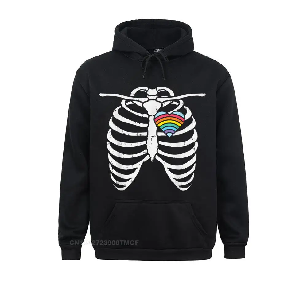 LGBT Gay Heart Skeleton Ribs X-Ray Rainbow Halloween Costume New Hoodie Birthday Streetwear for Women Hoodies Clothes Latest