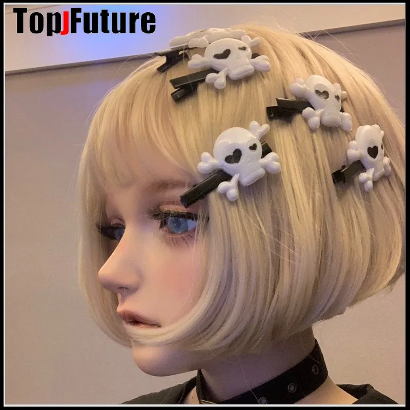 

Girl Japanese Samurai Ninja Skull pins Punk Skull hairpin headdress bangs different colour bloody punk cool pins hair pin