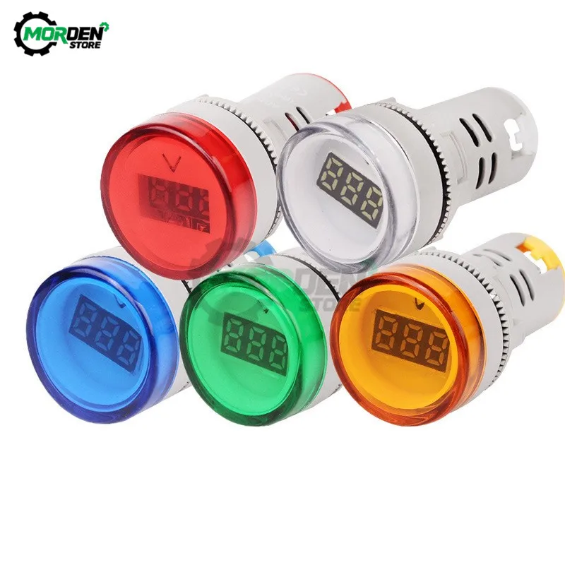 Dropship Mini Digital Voltmeter 22mm Round DC 6-100V Volt Voltage Tester Meter Monitor Power LED Indicator Pilot Lamp