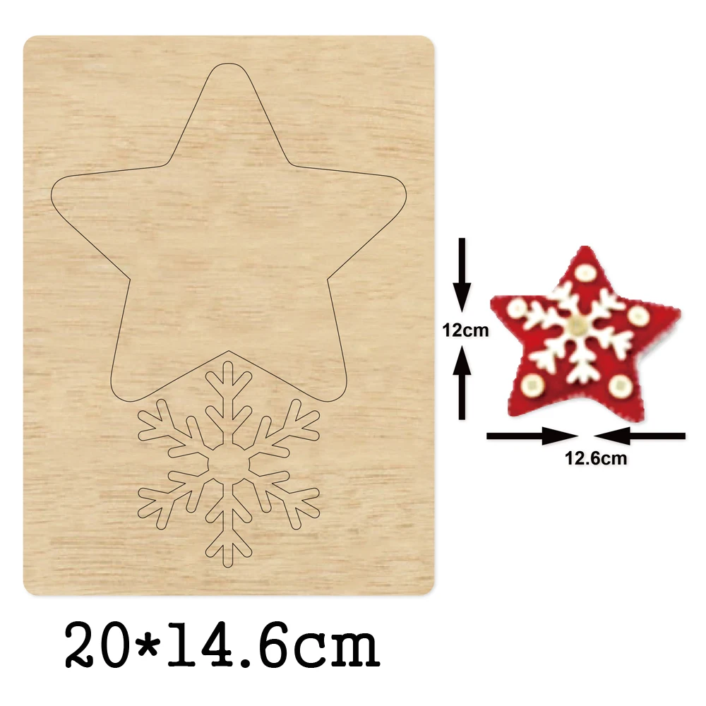 

Stars Snowflake Birthday Cake Decor Plug-in Flag Handwork Wooden Mold Wood Dies Leather Cloth Paper Craft Christmas Tree Pendant