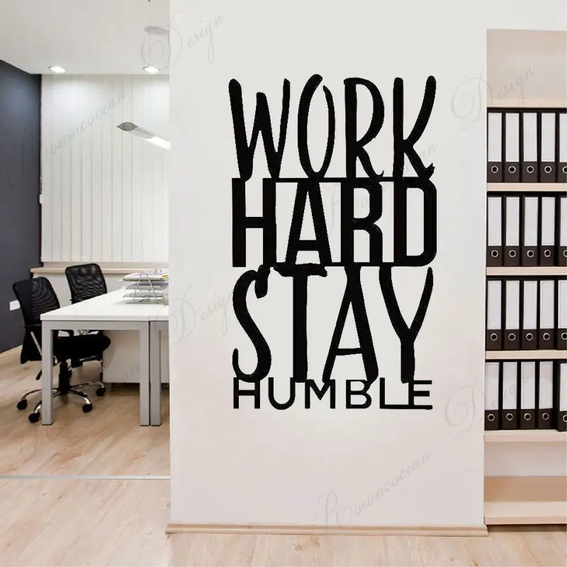 Work Hard Stay Humble Inspiration Quote Wall Sticker Vinyl Office Meeting Room Decor Art Decals Removable Mural Wallpaper 4229