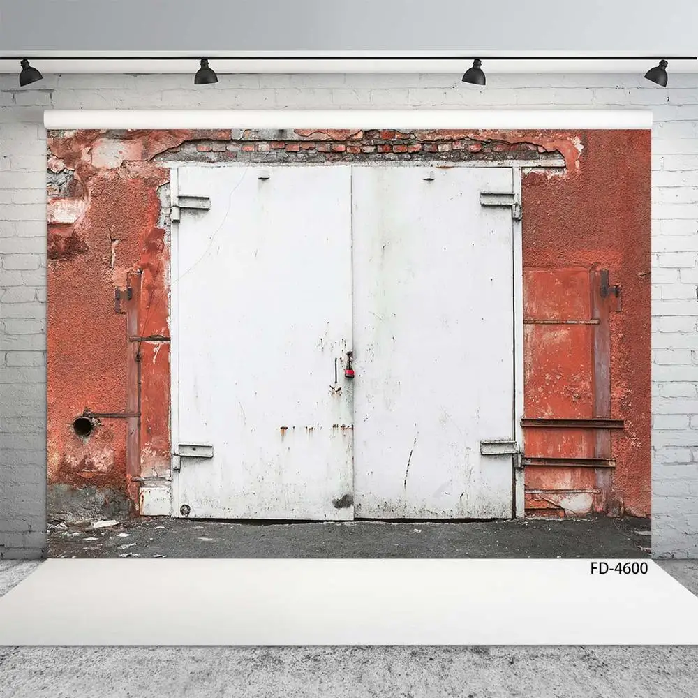 Sfondo fotografico muro di mattoni porta bianca Computer fondali stampati per bambini ritratto di bambino animali domestici puntelli fotografici