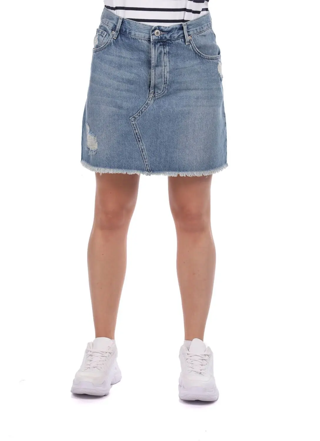 Blue White Jean Skirt