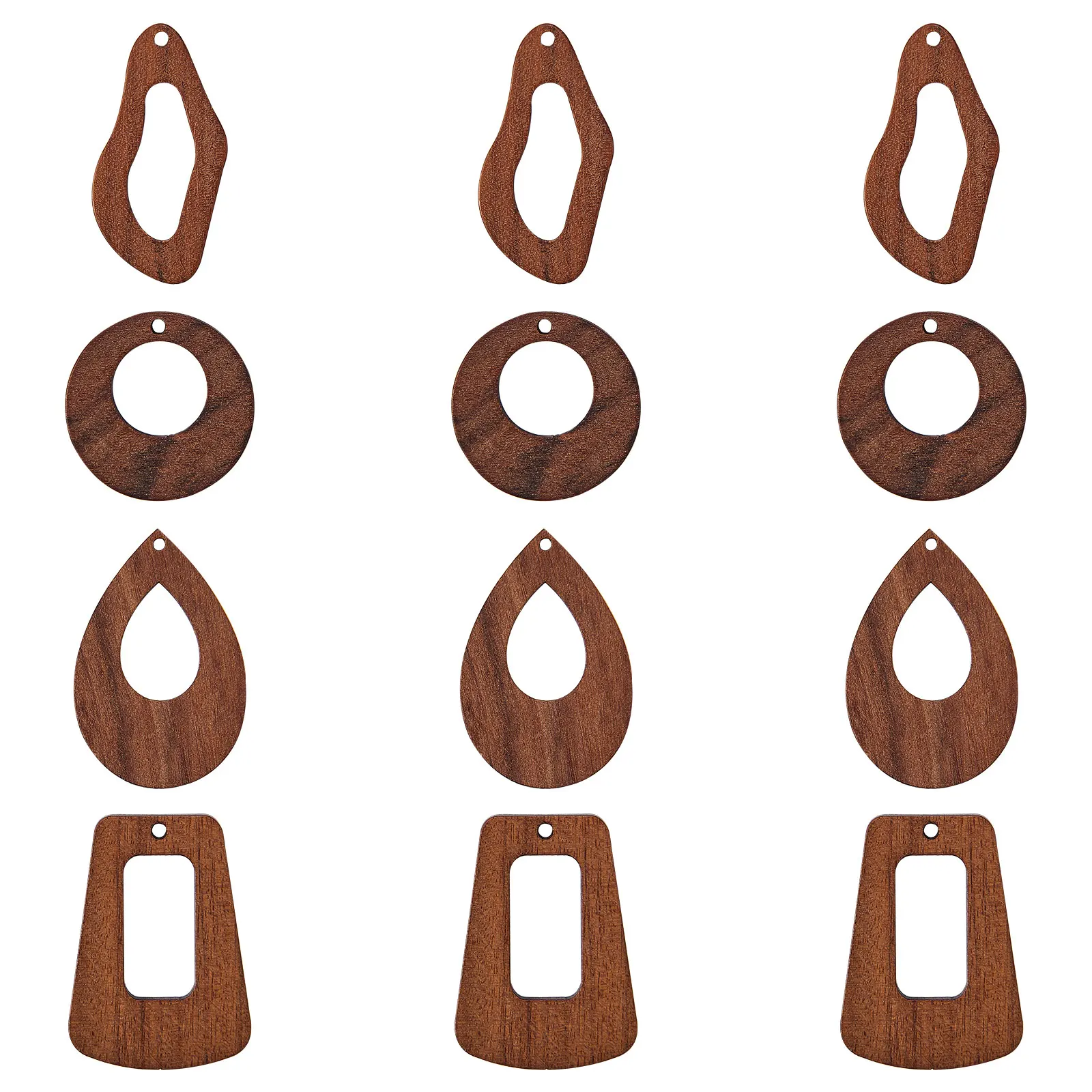 24Pcs Wood Pendants Mixed Shape Coconut Brown Earring Charms for Women Jewelry Making DIY Bracelet Necklace Accessories Supplies