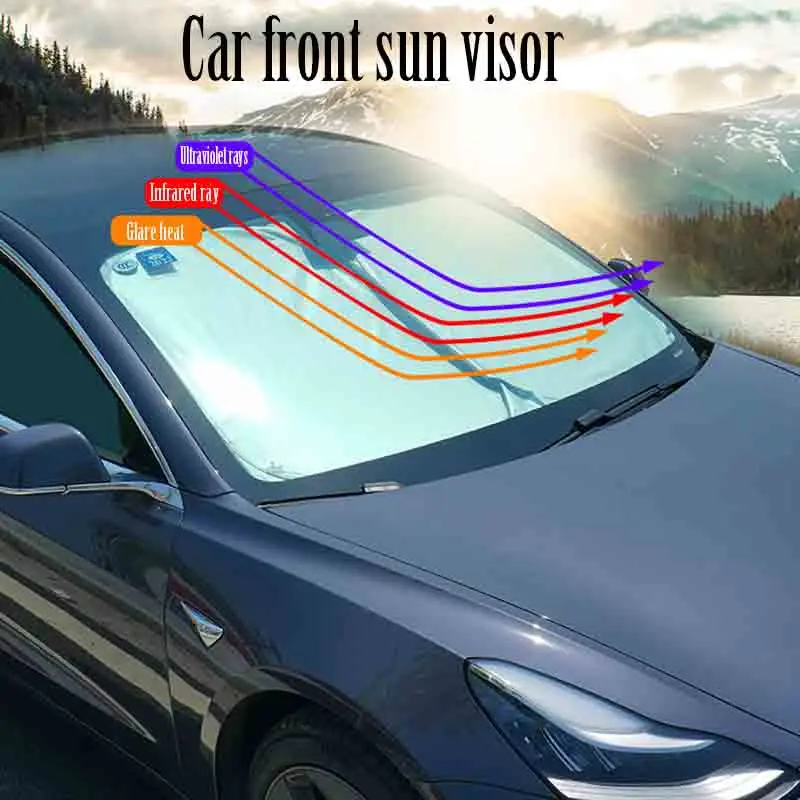 For Tesla Model 3 2017 2018 2019 2020 Car Sun Shade Sunshade Front Windshield Shade Sun Visor Sunscreen Accessories Sunshade