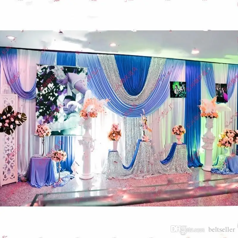 Imagem -02 - Casamento Palco Pano de Fundo Cetim Cortina com Shimmer Lantejoulas Drapeja Pilar Teto Pano de Fundo Decorações de Casamento Suprimentos 3m 6m