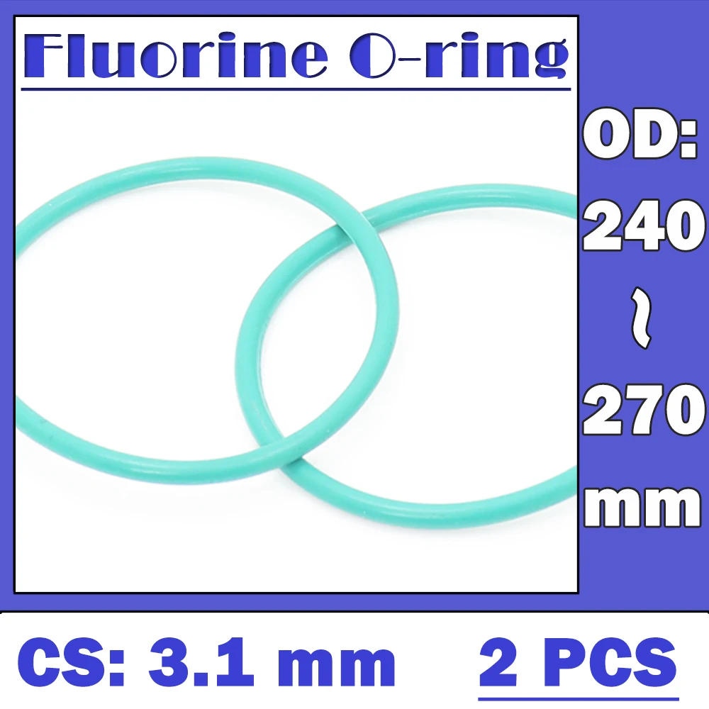 

CS3.1mm FKM резиновое уплотнительное кольцо OD 240/245/250/255/260/265/270*3,1 мм 2 шт уплотнительное кольцо Фтор прокладка сальник зеленый Оринг