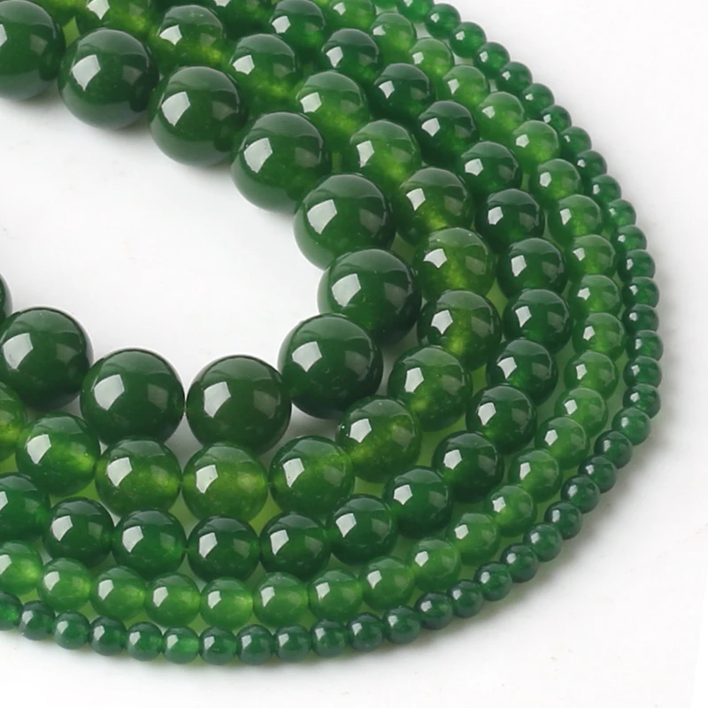 Wholesale 4 6 8 10 12mm Round Green Chalcedony Jades Beads Natural Stone Gem Beads For Diy Jewelry Making Bracelets Jewellery