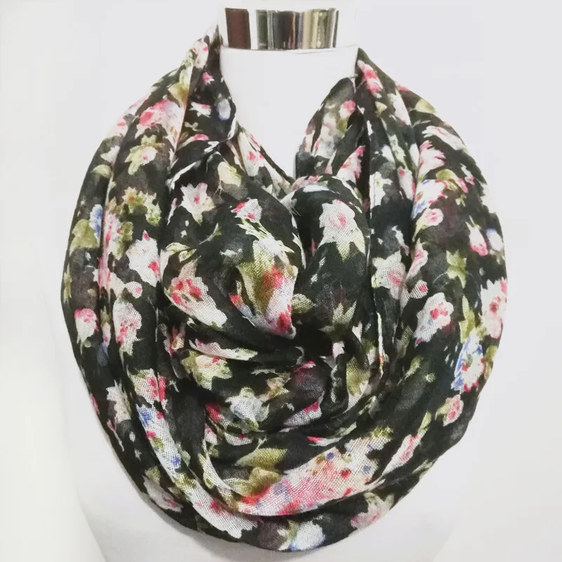 New fashion Flower infinity women\'s scarf with print head scarves floral women ring scarf frozen rings for men Scarf for women