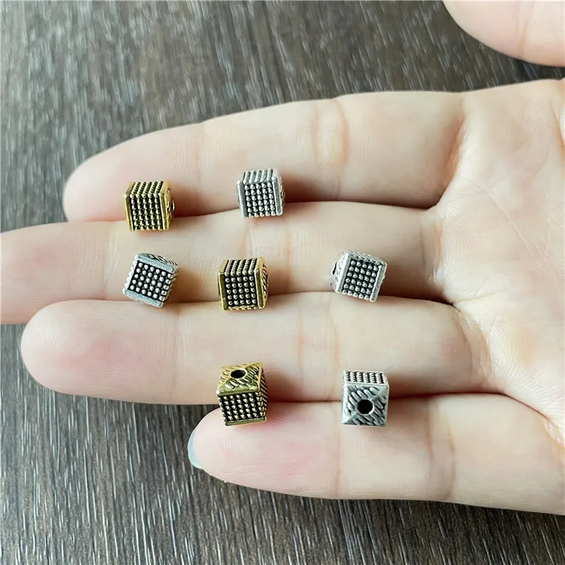 JunKang Alloy Perforated Cube Rectangular Spacer DIY Amulet Jewelry Connector Making Supplies Accessories