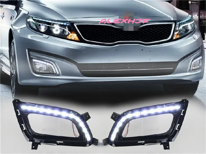 July King LED Daytime Running Lights case for KIA Optima K5 2013-2015, LED Front Bumper DRL With Full Set Fog Lamp Cover